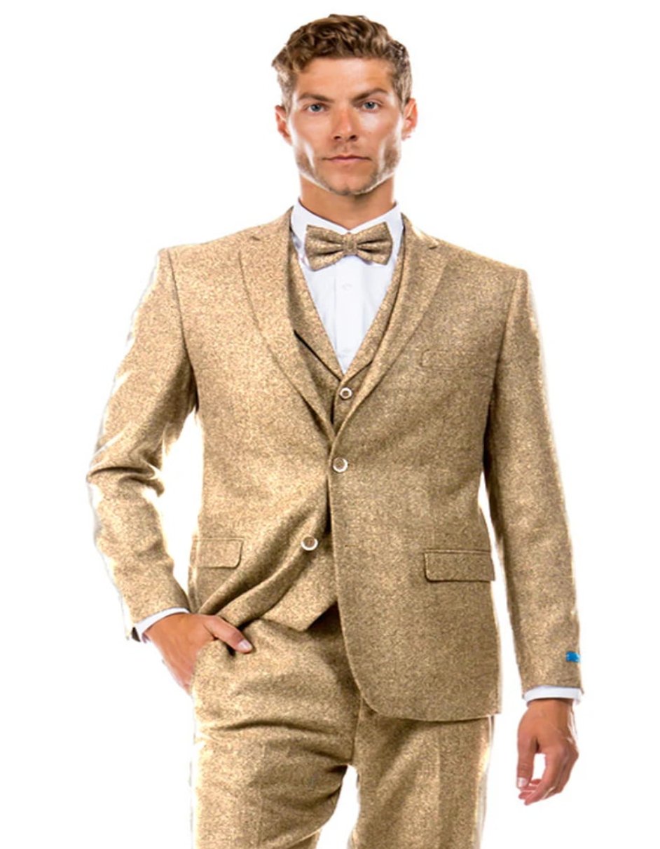 1920s Beige Herringbone Tweed Vest Suit