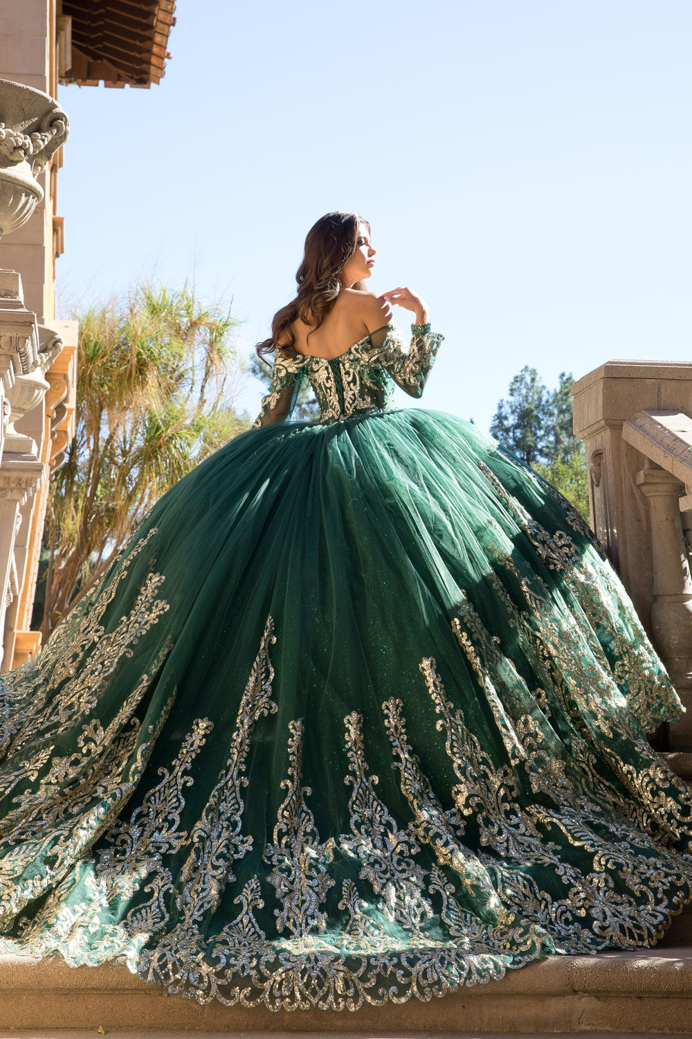 Off Shoulder Long Sleeve Ball Gown by Bella Princess PQ1065
