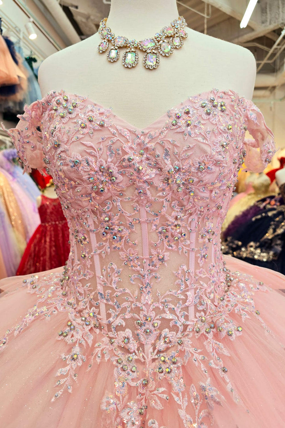Off Shoulder Corset Ball Gown by Bella Princess PQ1060
