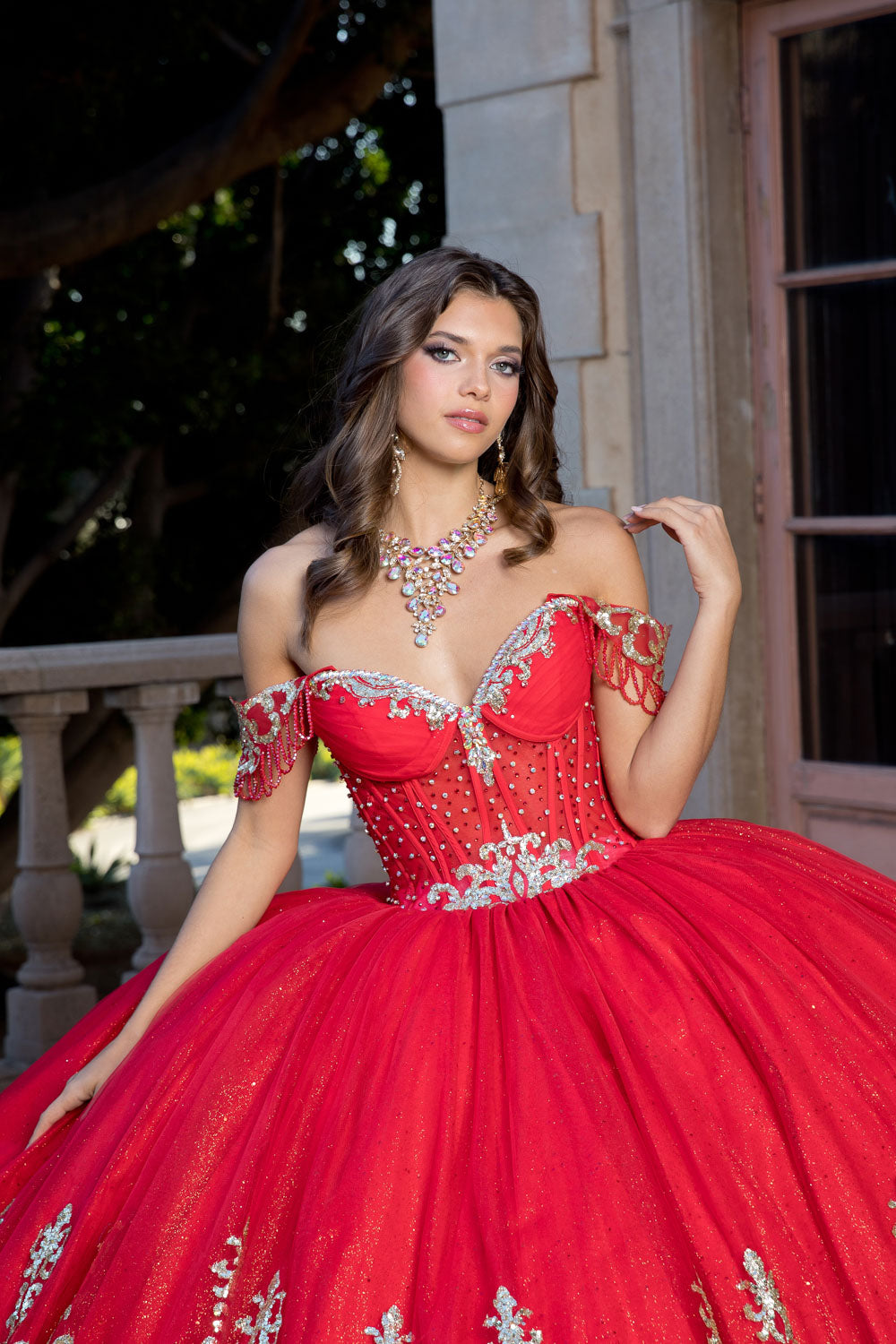 Off Shoulder Long Sleeve Ball Gown by Bella Princess PQ1065
