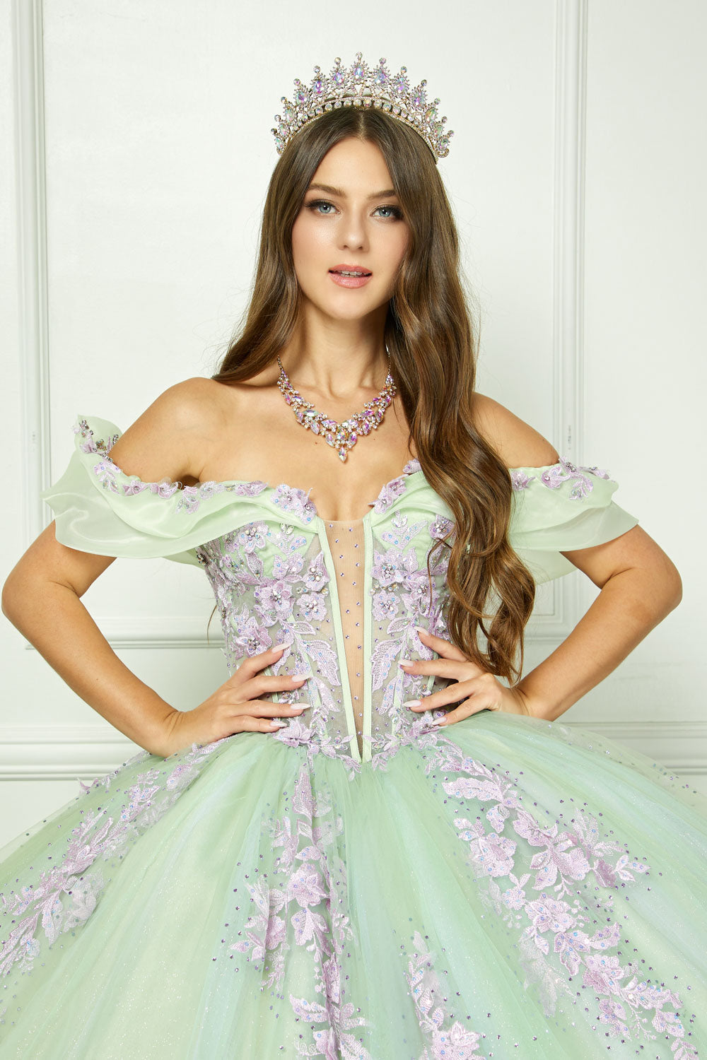 Two Tone Off Shoulder Ball Gown by Bella Princess PQ1067