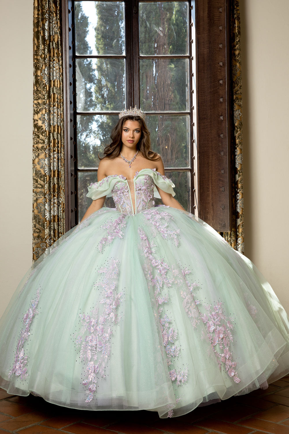 Two Tone Off Shoulder Ball Gown by Bella Princess PQ1067