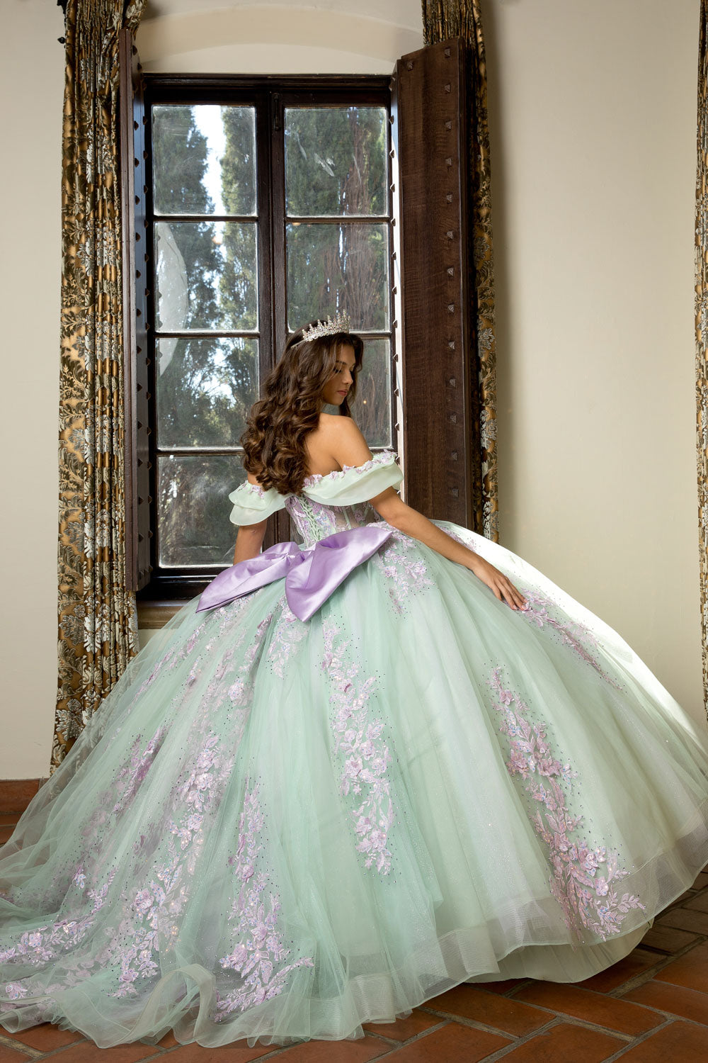 Two Tone Off Shoulder Ball Gown by Bella Princess PQ1067