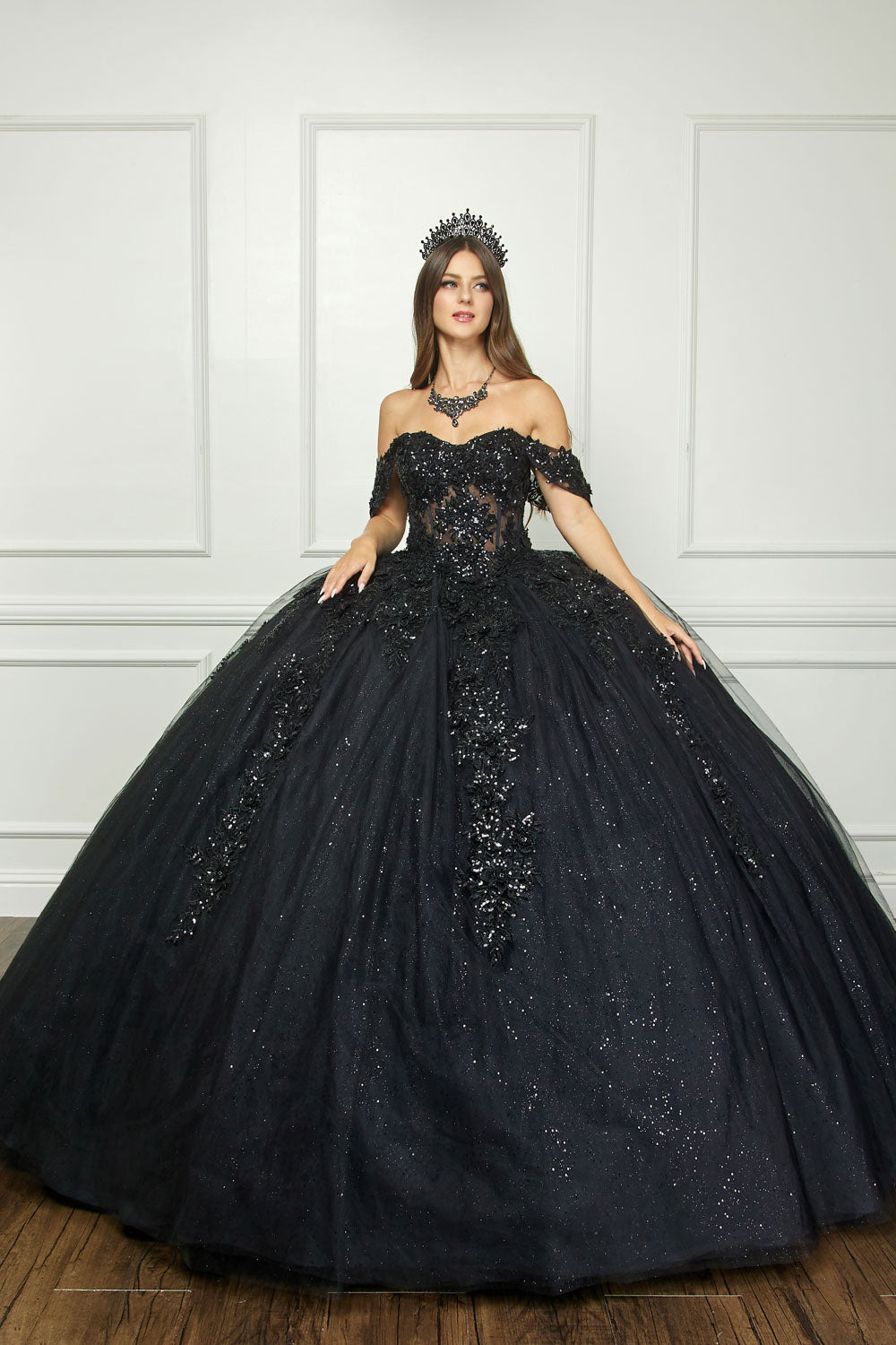 Applique Corset Ball Gown by Bella Princess PQ1070