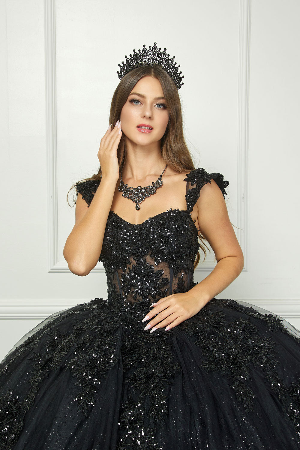 Applique Corset Ball Gown by Bella Princess PQ1070