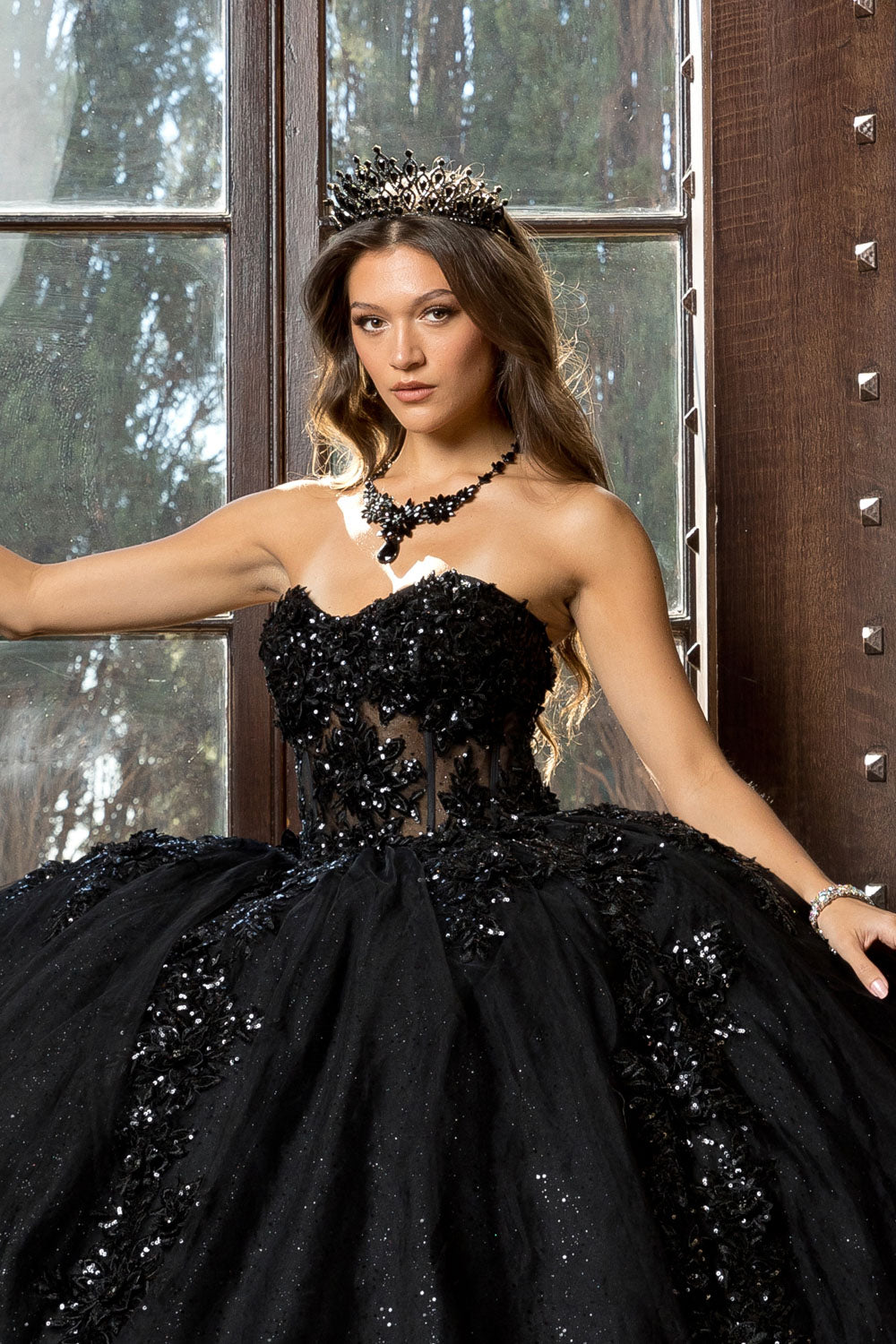 Applique Corset Ball Gown by Bella Princess PQ1070