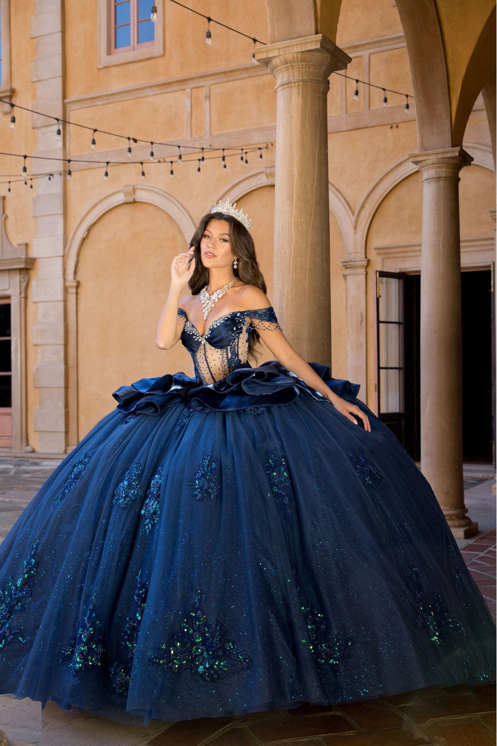 Off Shoulder Ruffled Ball Gown by Bella Princess PQ1079