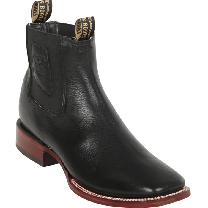 Belmont Black Square Toe Ankle Cowboy Boots