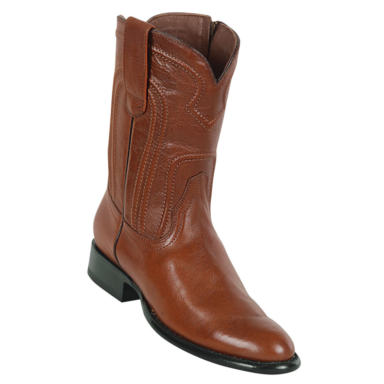 Belmont Brown Leather Zipper Roper Toe Boot by Los Altos