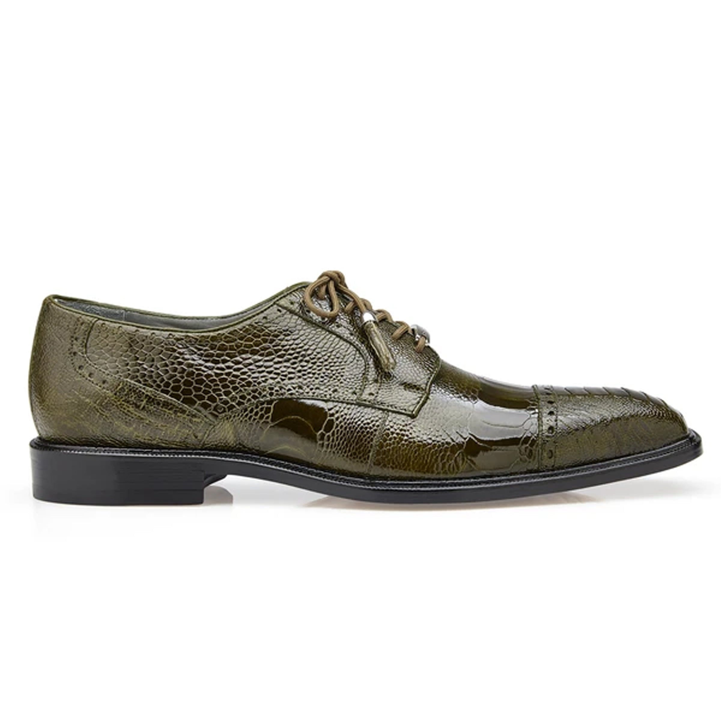 Belvedere Batta Ostrich Cap Toe Derby Olive
