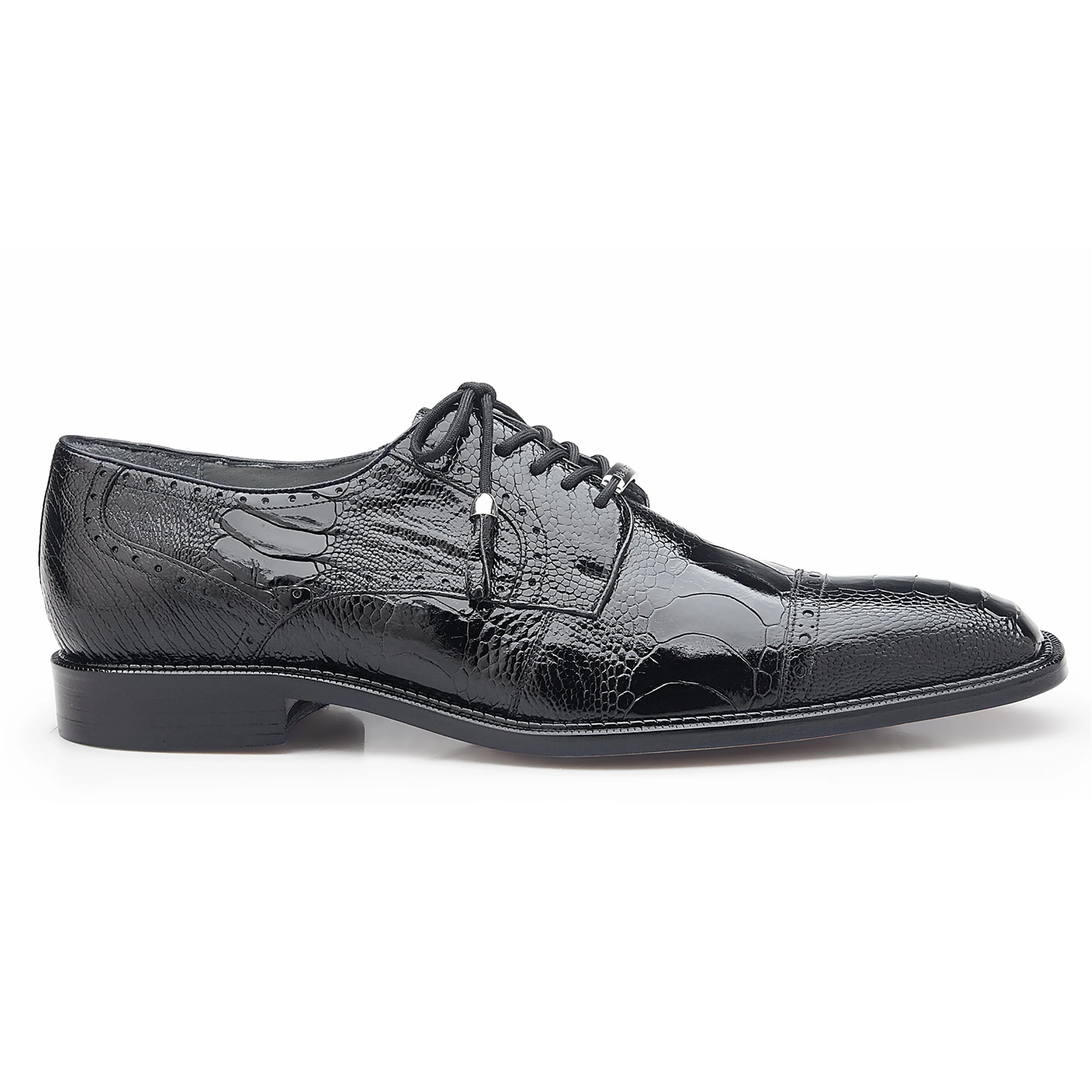 Belvedere Batta Ostrich Cap Toe Derby in Black