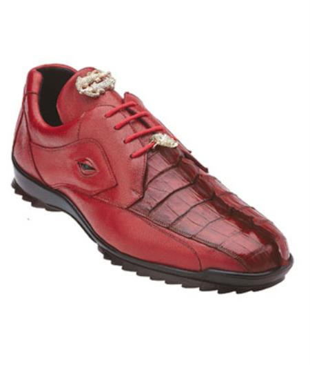 Men's Authentic Genuine Skin Italian Tennis Dress Sneaker Shoes Vasco Hornback & Calfskin