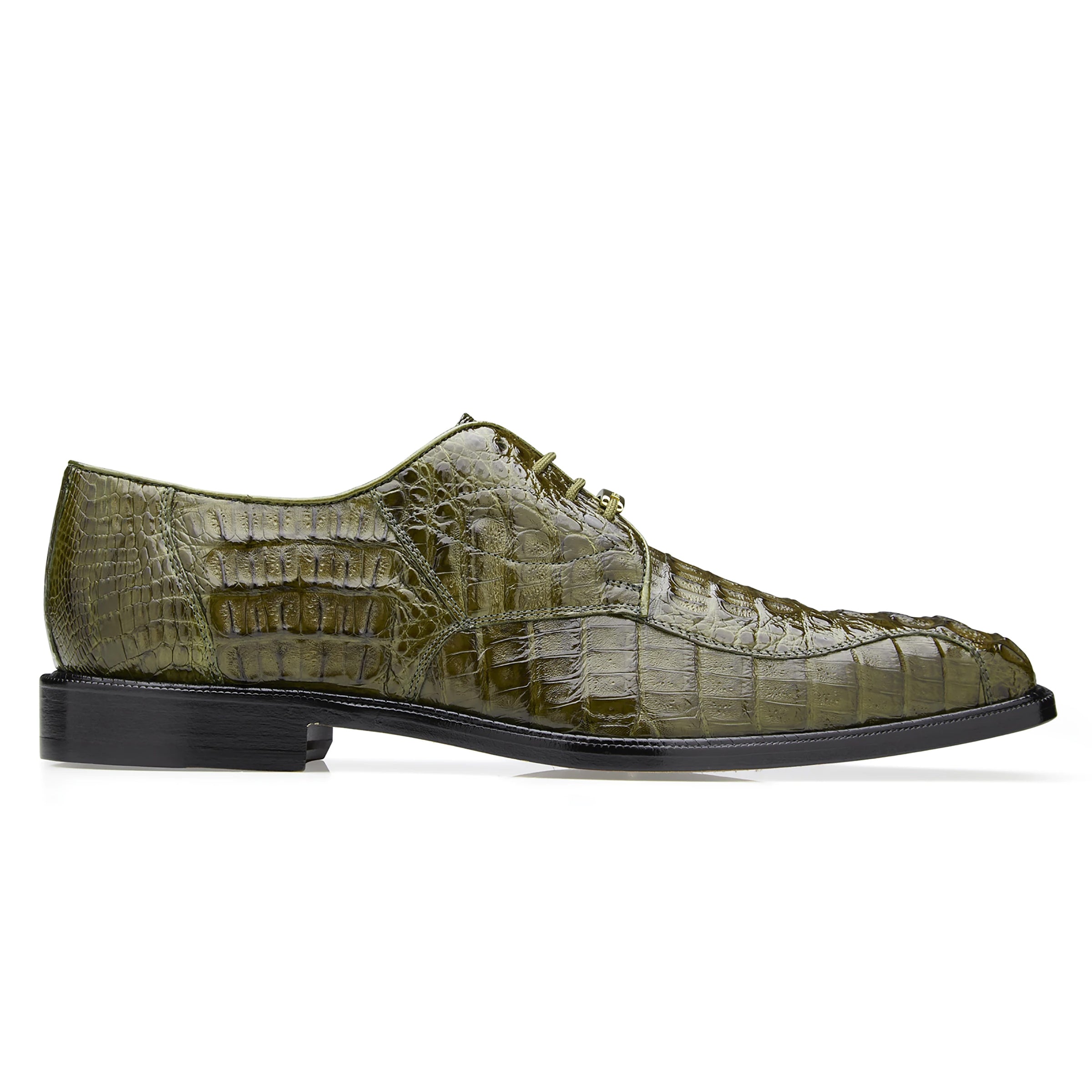 Belvedere Olive Green Caiman Hornback Dress Shoe