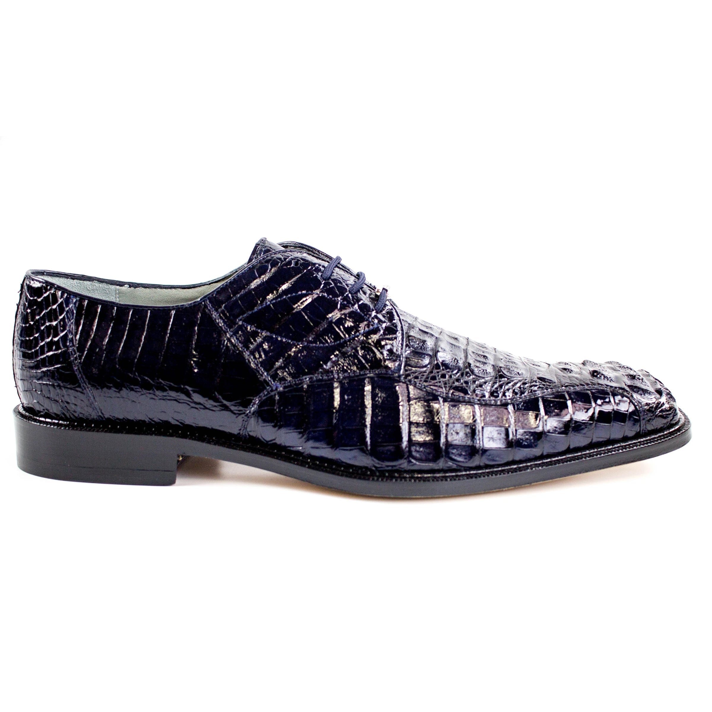Mens Belvedere Chapo Caiman Crocodile Hornback Grey Dress Shoe