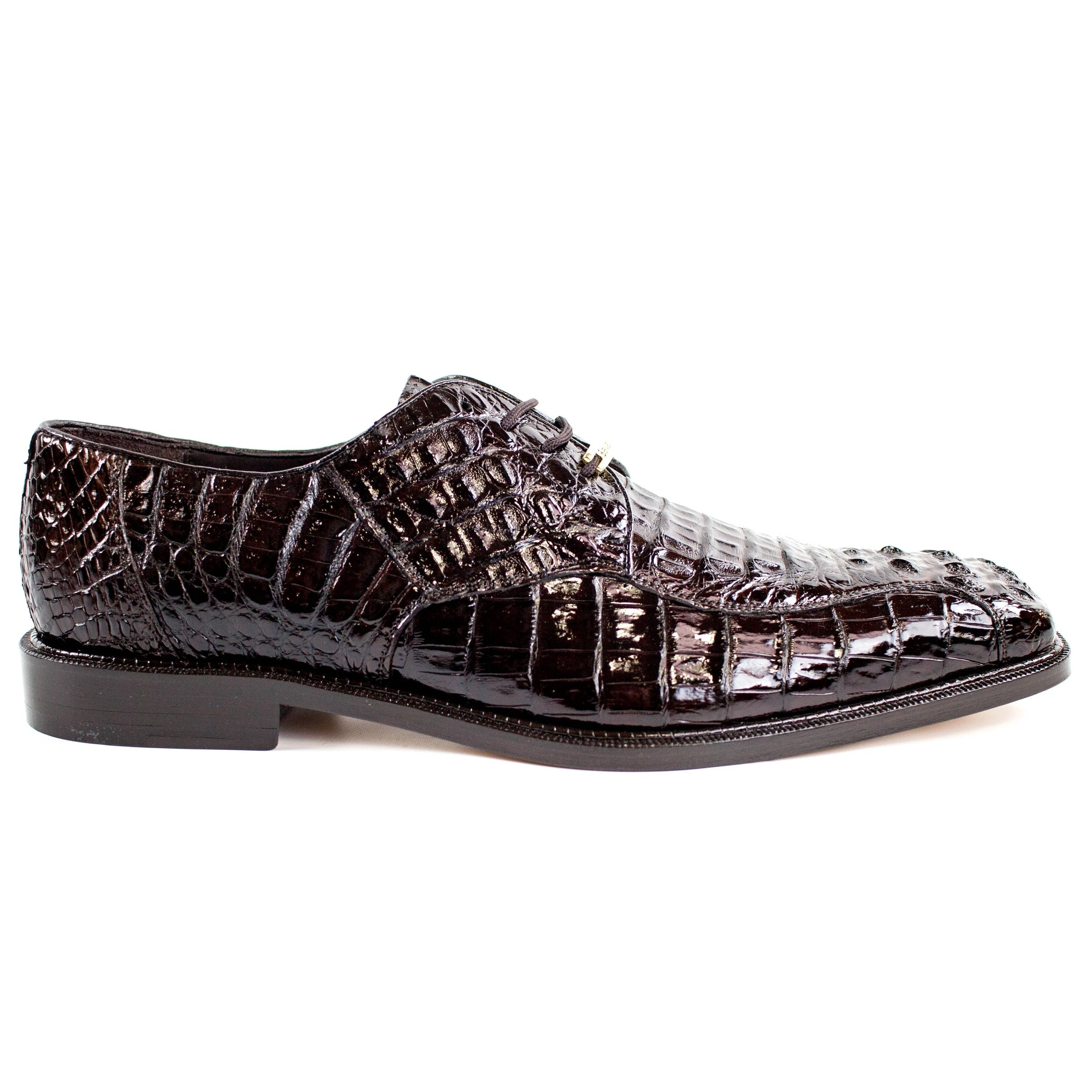 Mens Belvedere Chapo Caiman Crocodile Hornback Grey Dress Shoe