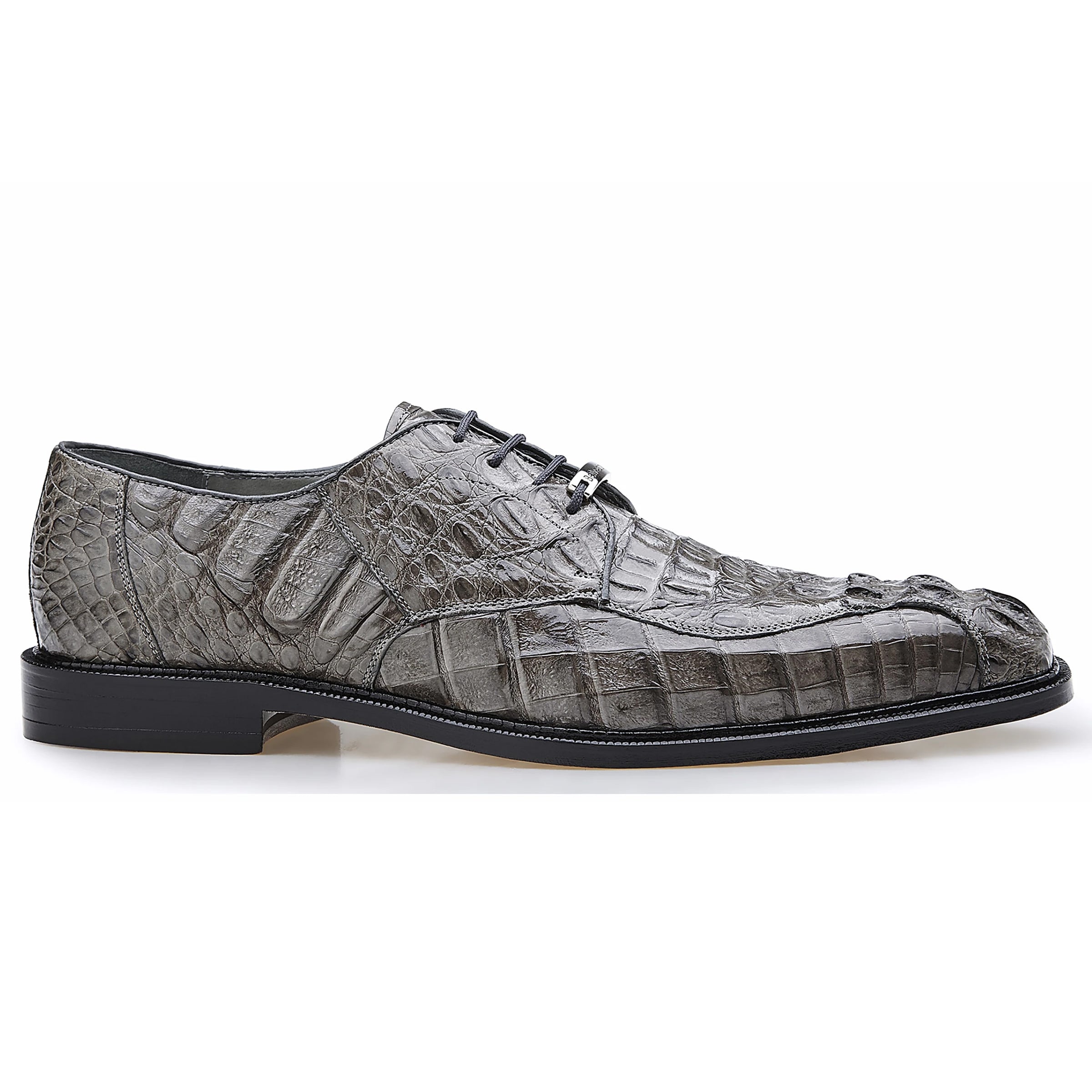 Mens Belvedere Chapo Caiman Crocodile Hornback Grey Dress Shoe