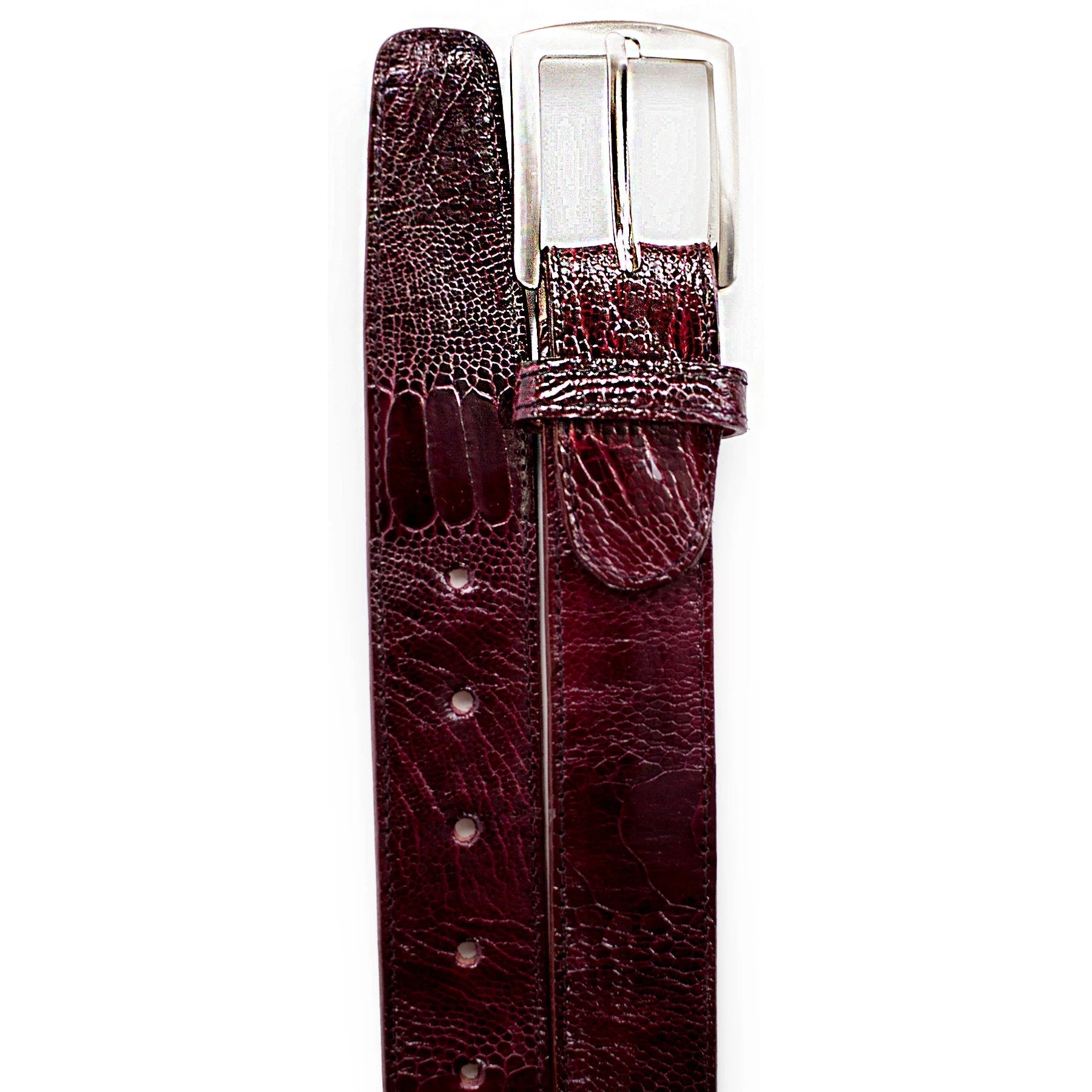 Belvedere Ostrich Leg Burgundy Dress Belt