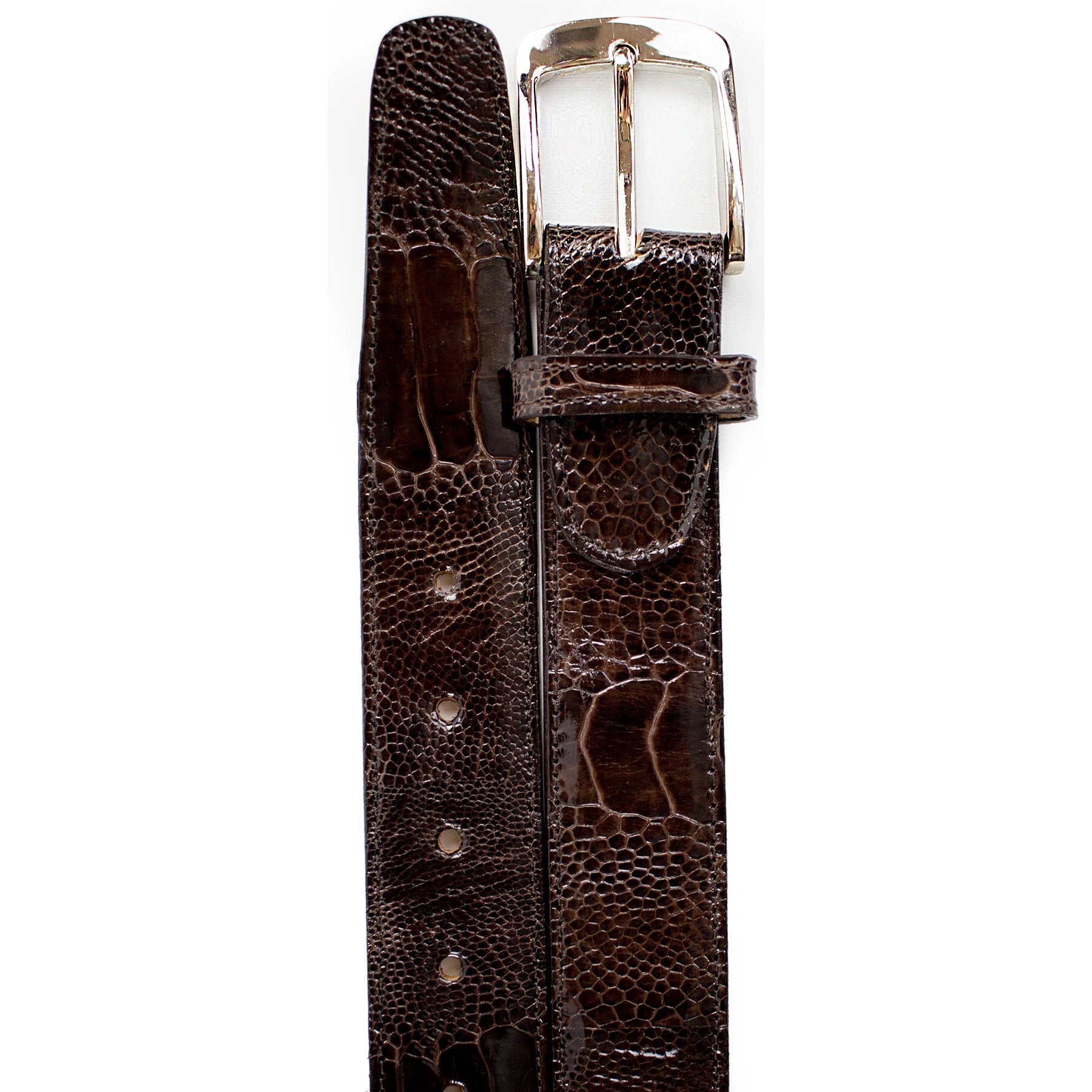 Belvedere Ostrich Leg Dress Belt - Brandy