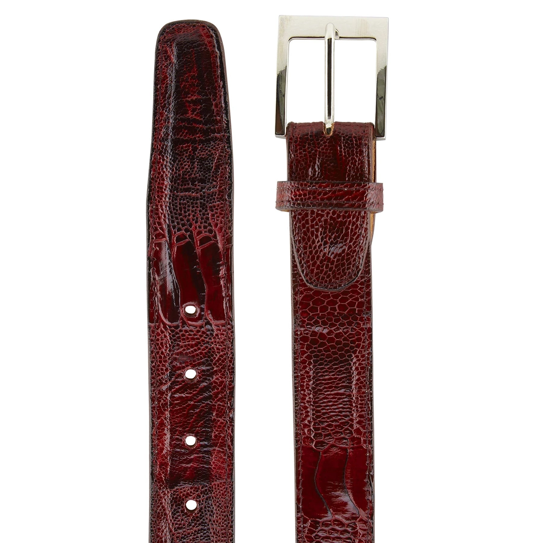 Belvedere Ostrich Leg Dress Belt - Brandy