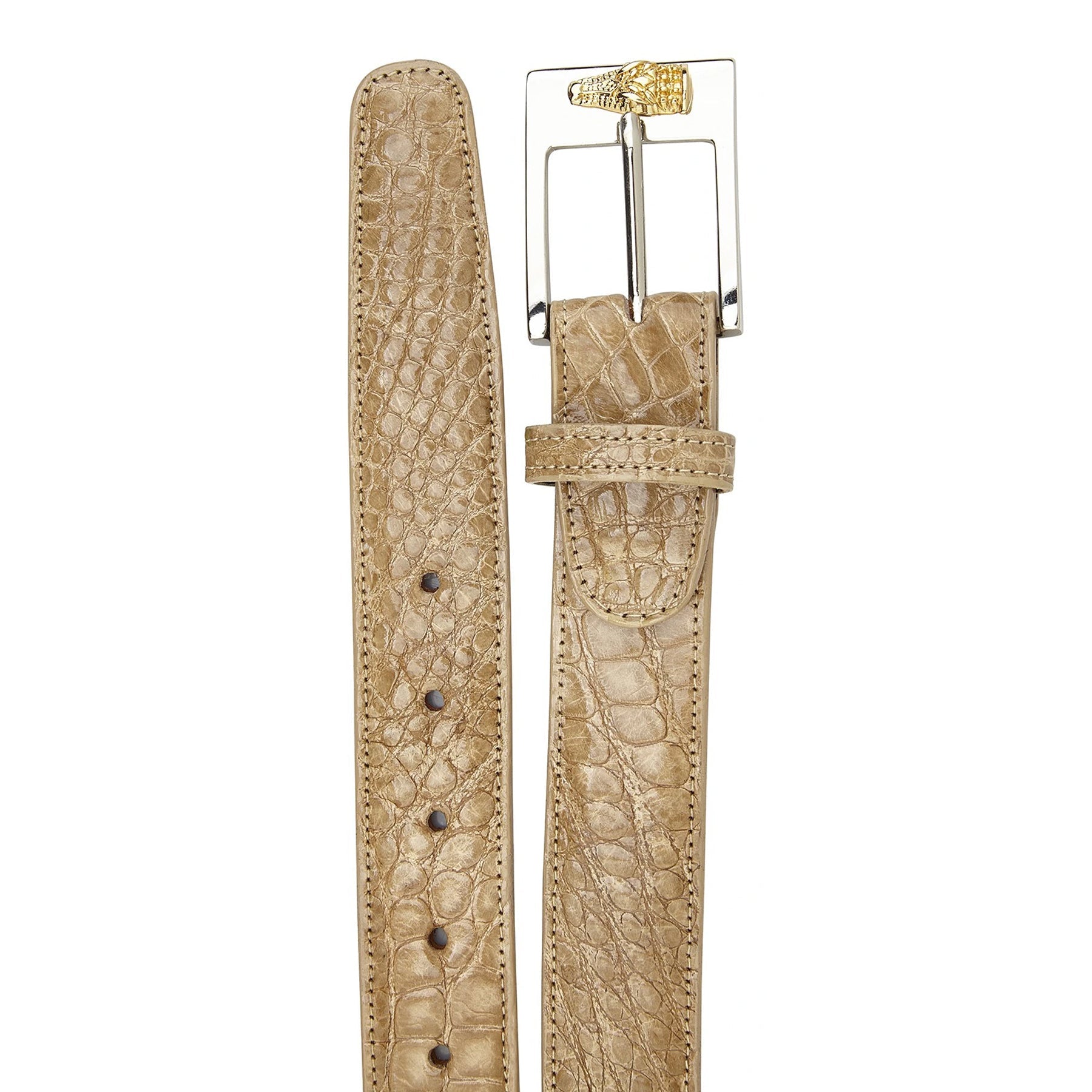 Belvedere Taupe Alligator Dress Belt for Men