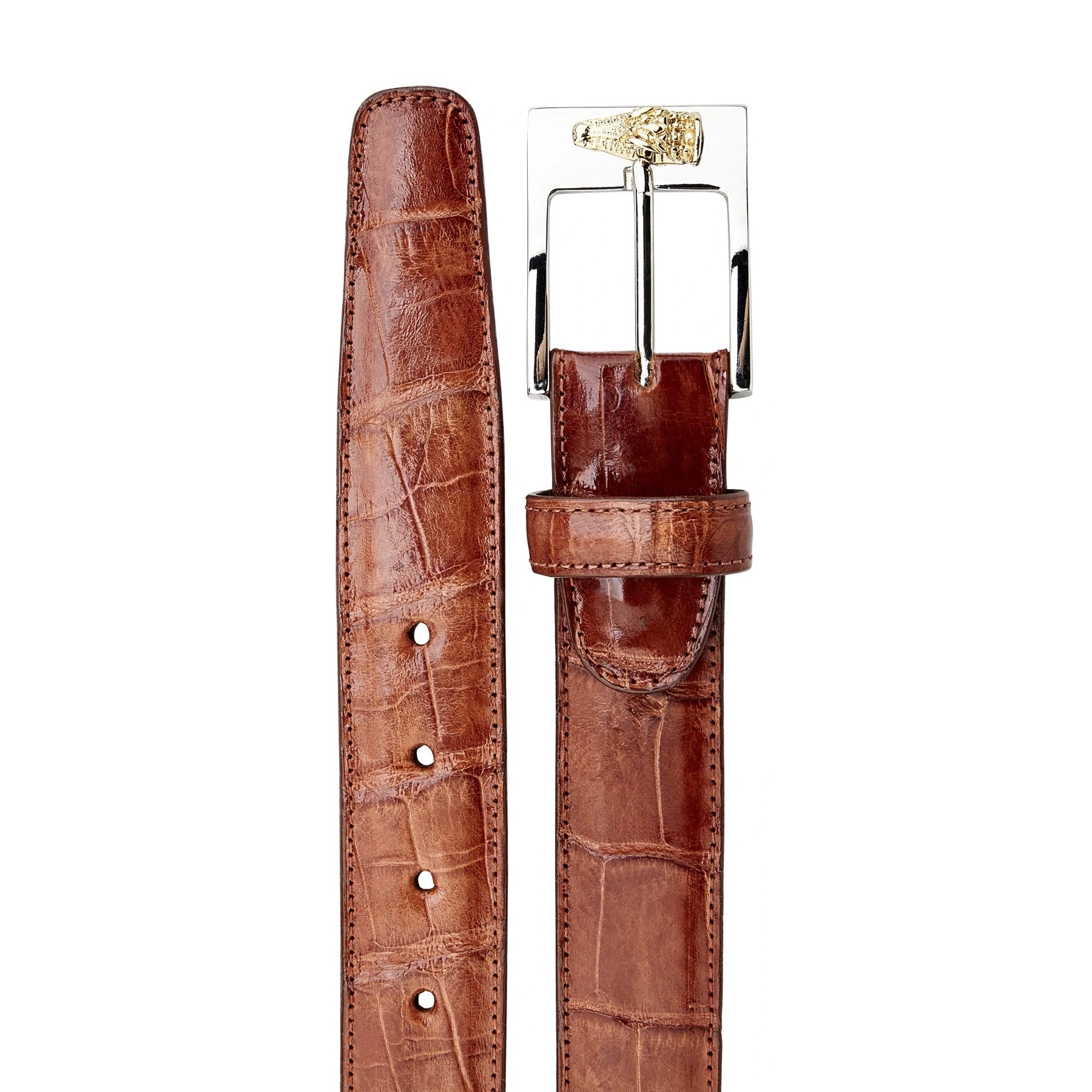 Belvedere Alligator Dress Belt - Peanut