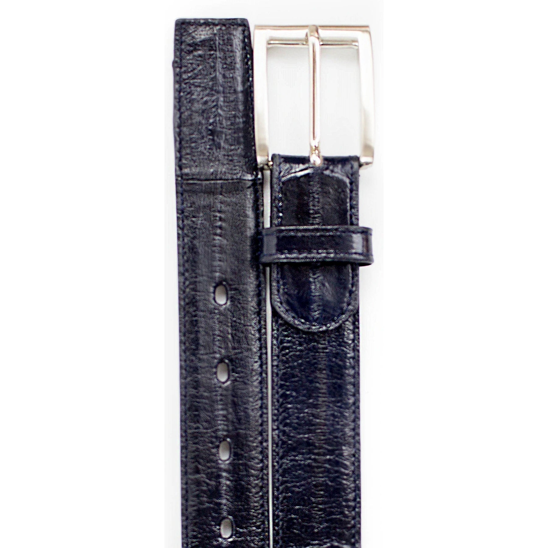Belvedere Navy Eel Skin Belt for Men