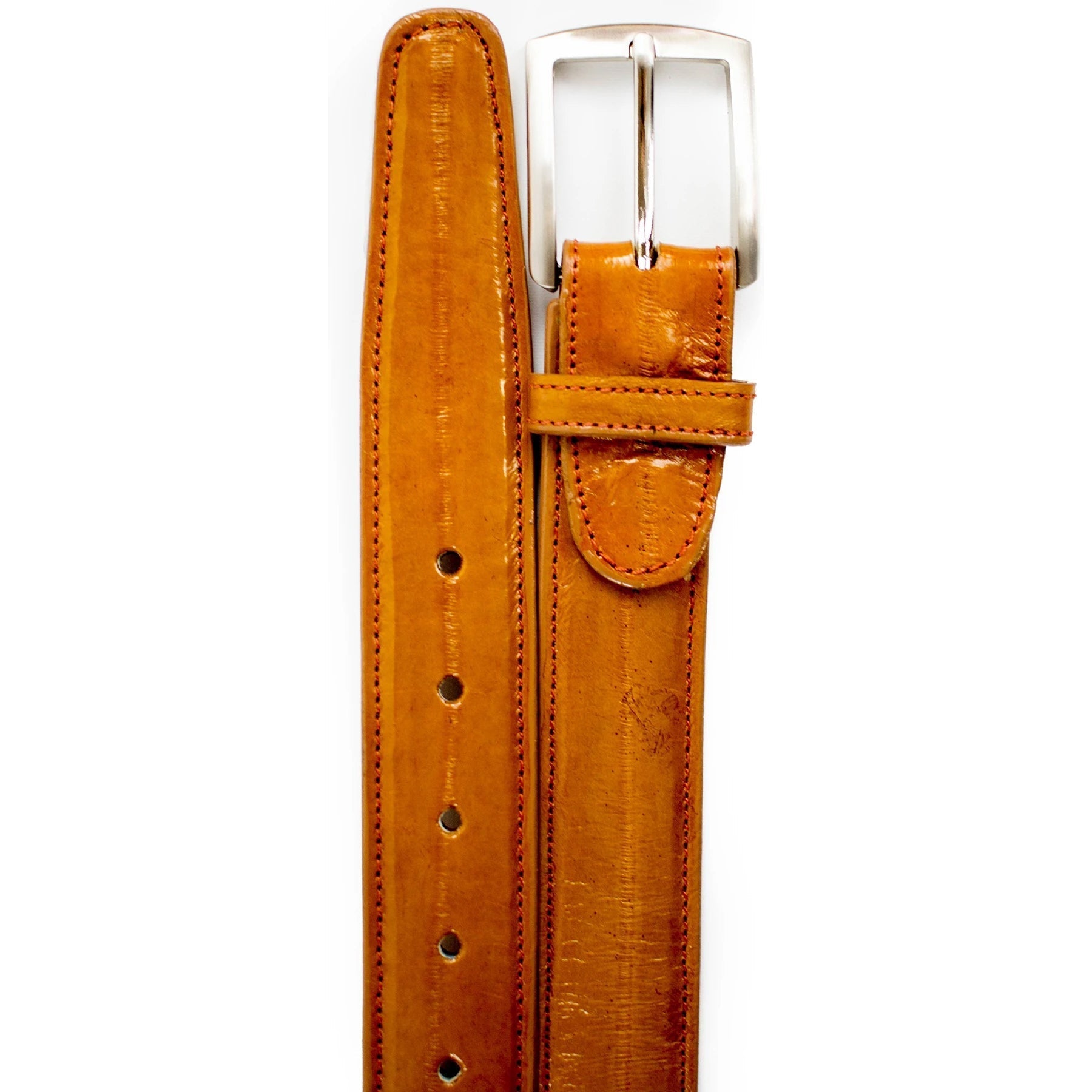 Belvedere Eel Skin Belt - Camel