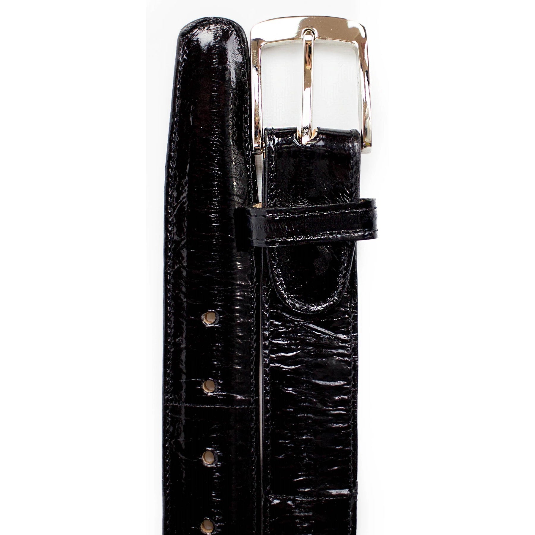Belvedere Caiman Crocodile Dress Belt Navy