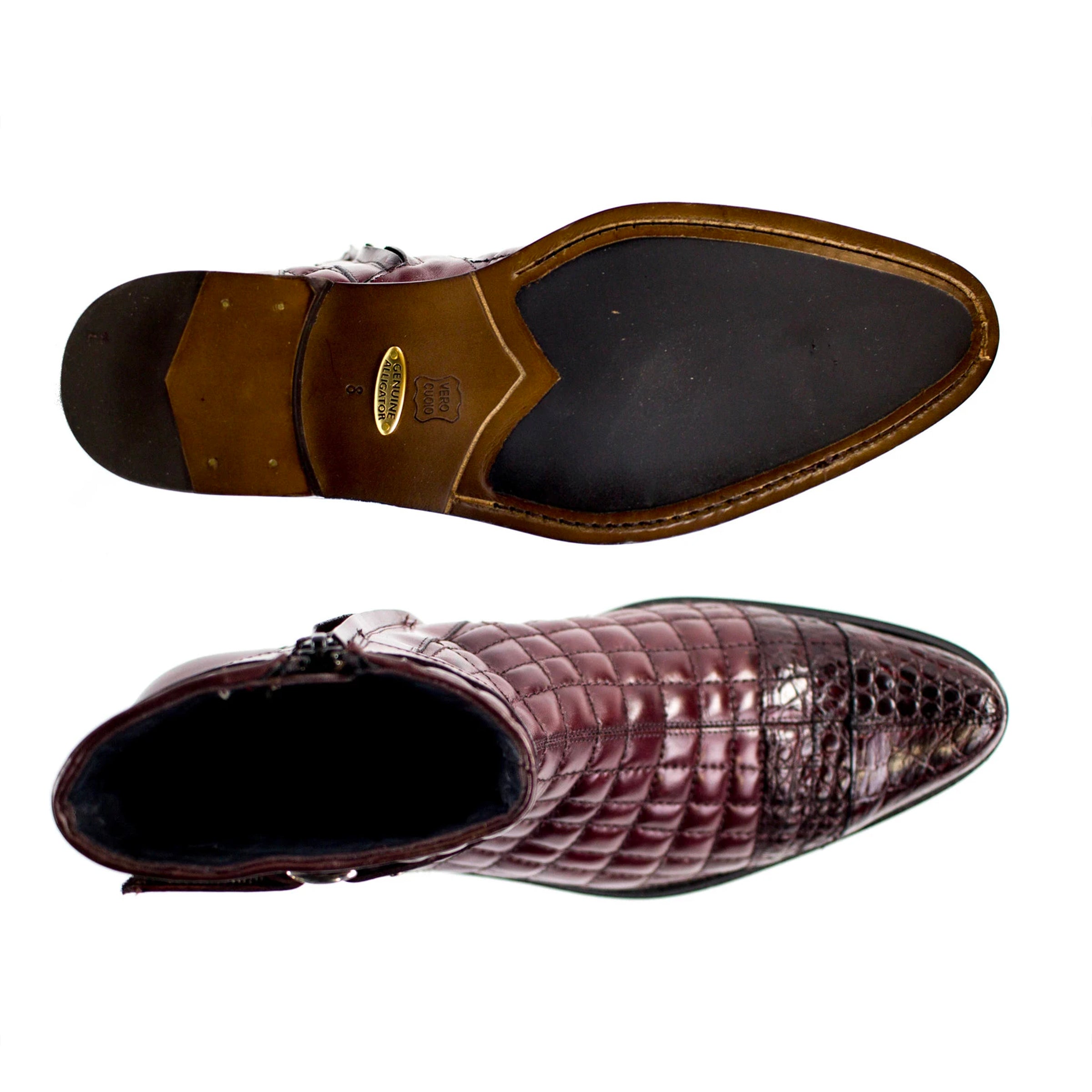 Belvedere Libero Brown Quilted Caiman Boot