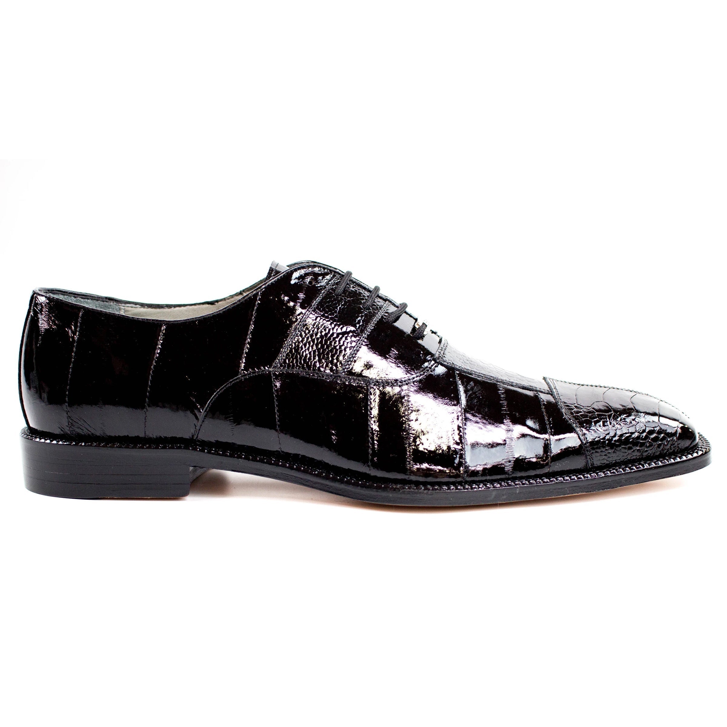 Belvedere Mare Eel & Ostrich Cap Toe Dress Shoe