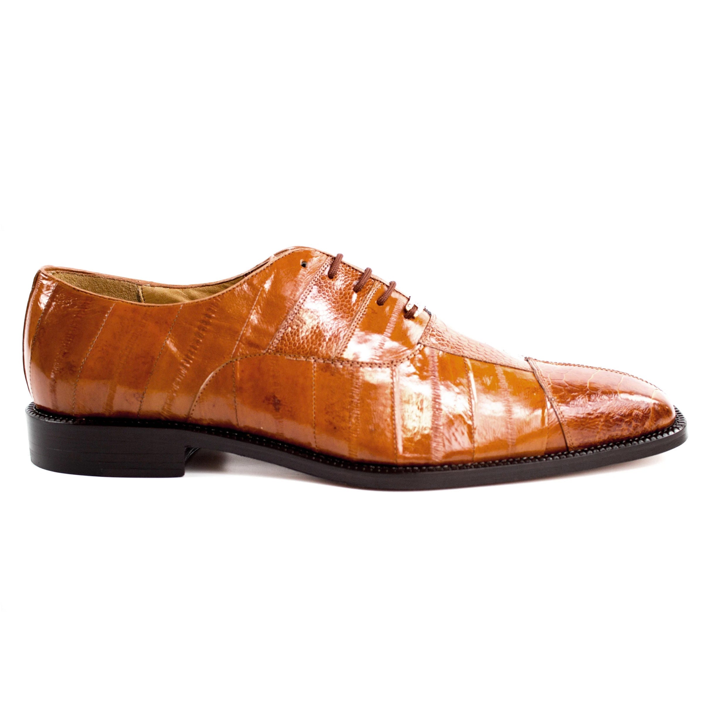 Belvedere Mare Eel & Ostrich Cap Toe Dress Shoe