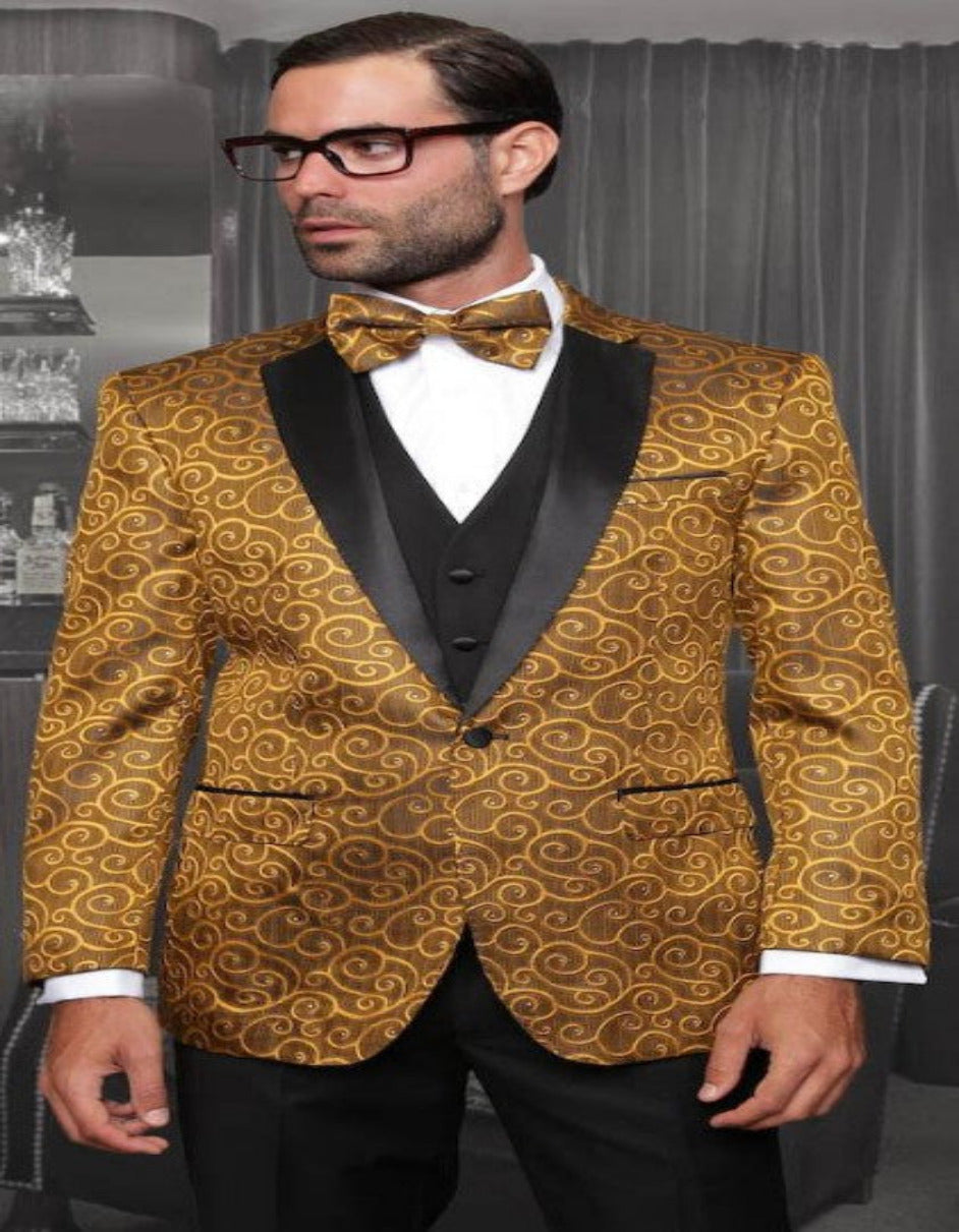 Gold Paisley Big and Tall Tuxedo Dinner Jacket