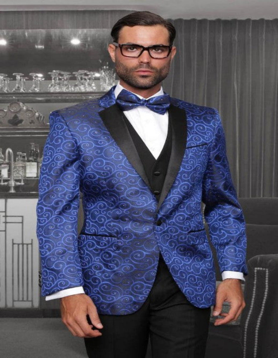 Paisley Royal Blue Dinner Jacket, Big & Tall Fit