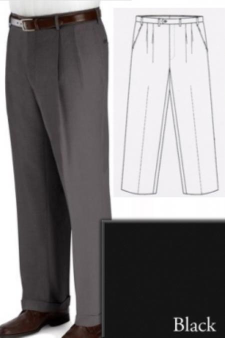 Black Welt Pockets Big and Tall Dress Slacks For Men