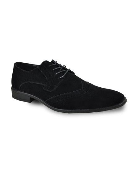 Men's Black Lace Up Tuxedo Suede Velvet Fabric Tuxedo Dress Shoe For Men Perfect for Wedding