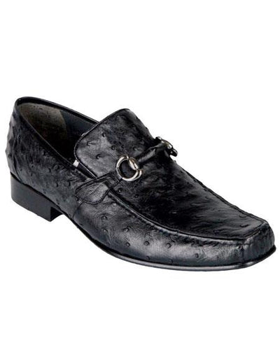Men's Black Genuine Ostrich Los Altos Casual Slip On Stylish Dress Loafer Style Dress Shoes Mens Ostrich Skin Shoes