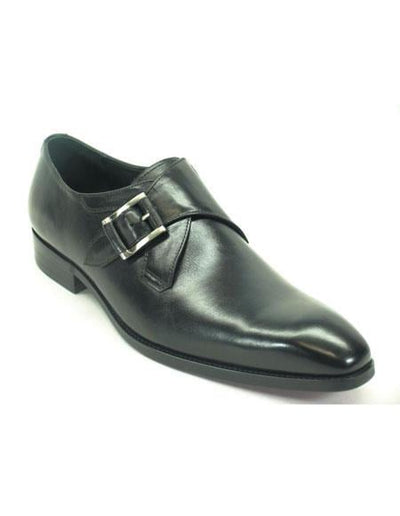 Men's Carrucci Fashionable Black Monk Strap Buckle Leather Stylish Dress Shoe- Men's Buckle Dress Shoes