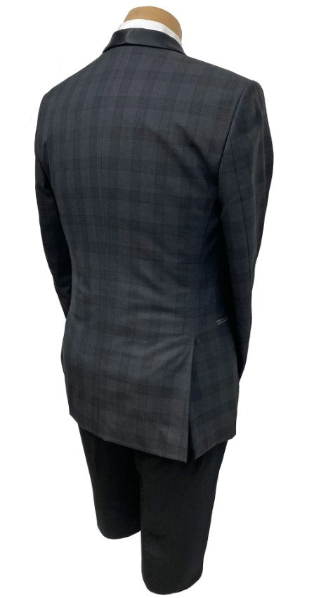Slim Black Plaid Tuxedo Jacket by Rossiman
