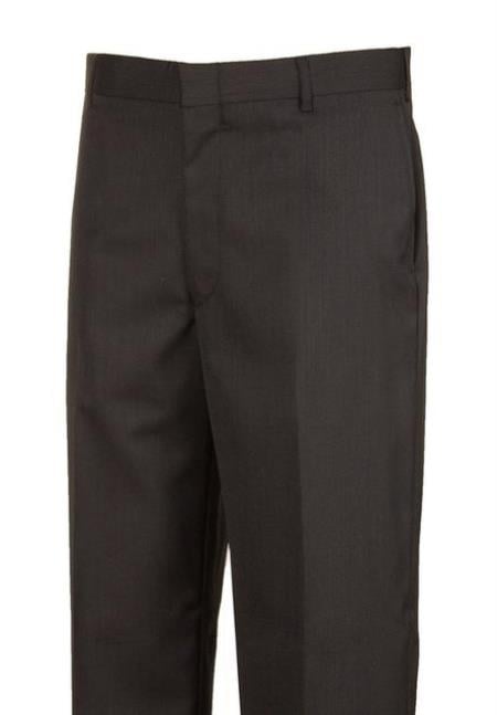 Black Plain Front Dress Pants unhemmed unfinished bottom