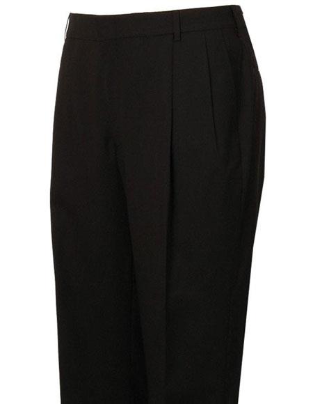 Men's Stylish Pleated Black Atticus Classic Fit Wool Pant unhemmed unfinished bottom