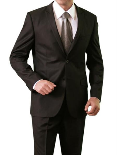 Men's Shiny Shark Skin Solid 2 Button Front Closure Slim Fit Suit