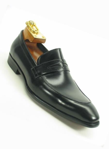 Black Men's Slip On Style Fashionable Carrucci Loafer - Cheap Priced Men's Discounted black dress shoes