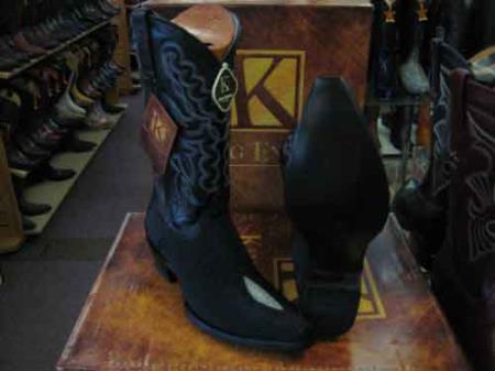 King Exotic Boots Black Snip Toe Genuine Stingray mantarraya skin Skin Western Cowboy Dress Cowboy Botas de mantarraya - Mantarraya boots Cheap Priced For Sale Online