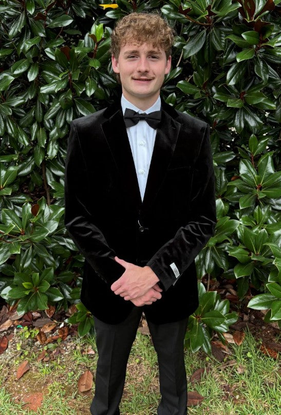 Slim Fit Black Velvet Jacket for Men