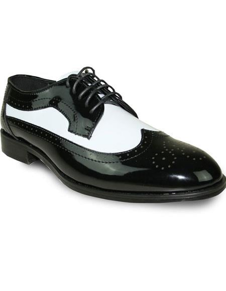 Men's Two Tone Oxford Tuxedo Black/White Patent Formal for Men's Prom Shoe & Wedding Lace Up Dress Men's Tuxedo Shoe For Men Perfect for Wedding - Men's Shiny Shoe