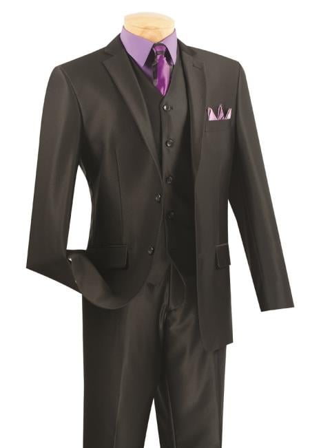 Men's Feel Slim Fit Suit - Black - Three Piece Suit