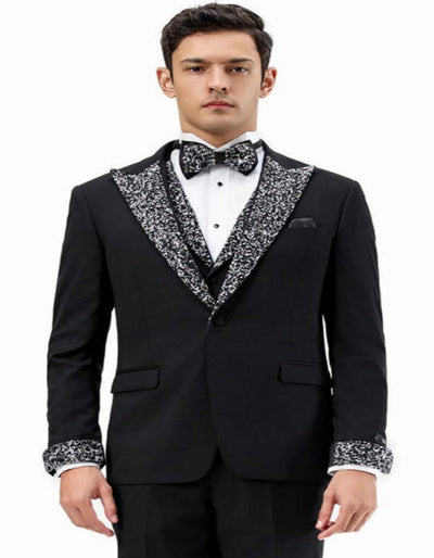 Rhinestone sequin Lapel Prom Tuxedo by Rossiman