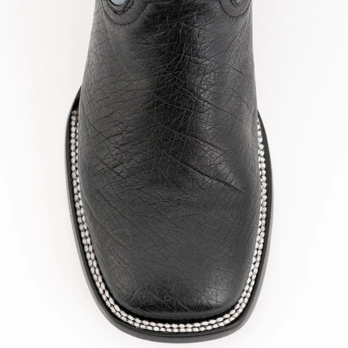 Ferinni Boot - Mens Dress Cowboy Boot - Ferrini Men's Morgan Smooth Ostrich Square Toe Boots Handcrafted - Black