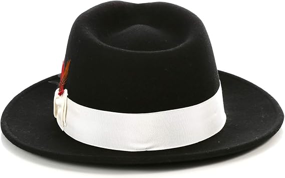 Crushable Australian Wool Gangster Fedora - Black/White
