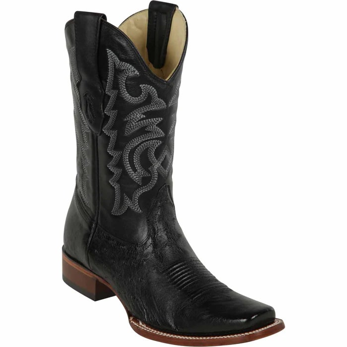 Los Altos Men's Black Ostrich Cowboy Boots